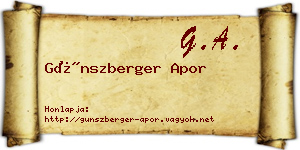 Günszberger Apor névjegykártya